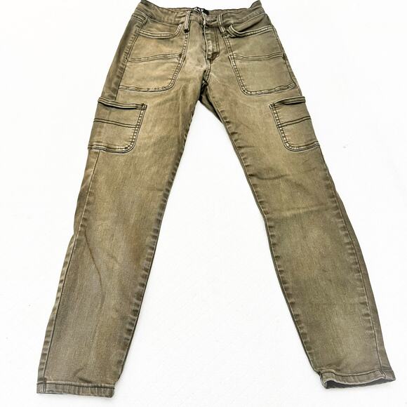 OAT NY High Rise Skinny Ankle Green Cargo Utility Pocket Pants Size 24 - Picture 2 of 8